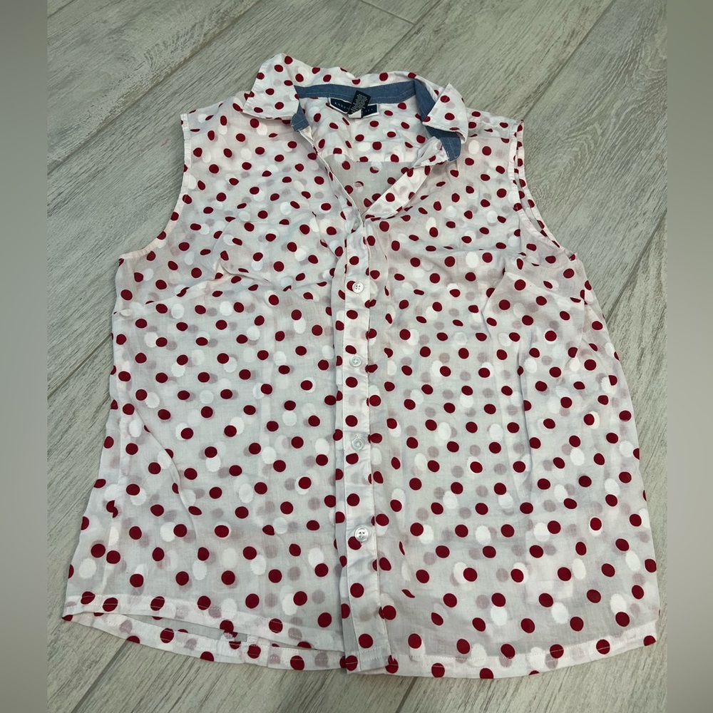 Karen Scott Sleeveless Polka Dot Blouse